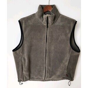 Woolrich Mens XL Fleece Olive Green Full Zip Vest Pockets Mock Neck